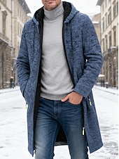 ieftine Trenci pentru bărbați-Bărbați Palton de iarnă pardesiu Trenci lung Haină Trench În aer liber Casual Toamnă Iarnă Polyester Termic cald Îmbrăcăminte exterioară Îmbrăcăminte Clasic Modern Simplu Buzunar Capișon