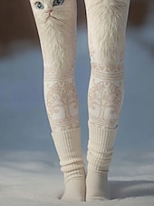  Damen Vikinger Leggings Gemütliche Leggings Urlaub Vintage Lässig Volle Länge Hohe Taille Grafik Katze Drucken Bequem Dehnbar Lässig Täglich Urlaub Aprikose Frühling Herbst Schmale Passform