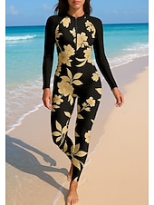 preiswerte One Pieces Rash Guards-Damen Anti UV Shirt Ganzkörper-Bademode Diveskin-Anzug Frontreißverschluss UPF50+ Schnelltrocknend Hohe Elastizität Langarm Bademode Surfen Tauchen Schnorcheln Sommer