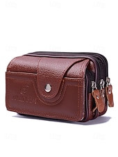 tanie Torby męskie-męski skórzany portfel na pasku – skóra naturalna, kolor czarno-brązowy, modny i praktyczny design do codziennego użytku