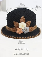 tanie Kapelusze damskie-Damska czapka beanie z dzianiny – miękki wełniany materiał, wiele kolorów, zdobienie w postaci kwiatów 3D, podszewka z polaru zapewniająca ciepło, idealna na święta Bożego Narodzenia i zimowe aktywności na świeżym powietrzu