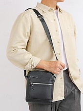 economico Borselli da uomo-borsa a tracolla da uomo in vera pelle – borsa a tracolla nera e marrone con più tasche con cerniera, elegante e resistente per il lavoro e le uscite informali