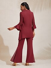 economico camicie, top e camicette-camicetta da donna in chiffon elasticizzato rosso natalizio, patchwork, manica 3/4, scollo a barca, primavera autunno