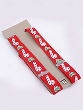 billige Slips og sløyfe for menn-Juleseler til herre – røde med sukkerstang- og kristtorndesign, justerbare for høytidsfester og festlige sammenkomster