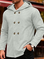 economico Giubbotti e cappotti da uomo-Per uomo Giacca Leggera Giacca Casual Giacca con Cappuccio All'aperto Quotidiano Doppiopetto Primavera Autunno Semplice Streetwear Quotidiano Con Cappuccio Regolare Blu Nero Verde chiaro Rosso Cachi