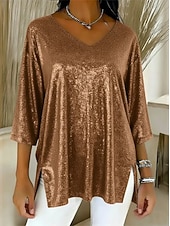  Nouvel An Femmes Chemise Élégant Tenue de soirée Bleu Vin Marron clair Violet Marron Automne Hiver