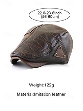 preiswerte Herrenhüte-Herren-Schiebermütze aus Kunstleder, gestepptes Design mit dreieckigen Akzenten, in verschiedenen Farben erhältlich, stylisch und warm für Winter und Freizeit