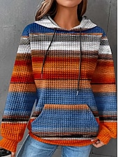 economico Felpe con Cappuccio Testurizzata-Per donna Felpa con cappuccio Coulisse Grafico Tinta a nodi Attivo Vintage Streetwear Manica Lunga Con Cappuccio Top Regolari Casuale Streetwear Abbigliamento Quotidiano Blu Viola Arancione Verde