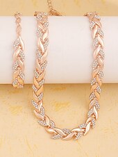 billiga Bröllop ACC-Halsband och armband i zirkonlegering för kvinnor – elegant guld- och silverfärgad, perfekt för speciella tillfällen och presenter