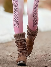 economico -Per donna Leggings Leggings comodi Vacanza Vintage Stile Etnico Lunghezza intera Vita Alta Grafico Sfumatura Stampa Confortevole Elasticizzato Casuale Quotidiano Vacanza Viola Primavera Autunno