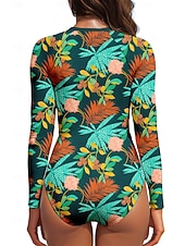 abordables Rash Guards de Una Pieza-Mujer Camiseta Protección Solar Surf Flores UPF50+ Secado rápido Ligero Manga Larga Body Camiseta de Baño Surf Playa Deportes acuáticos Verano