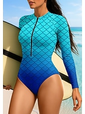 cheap One Pieces Rash Guards-Women's Rash Guard Floral UPF50+ Quick Dry Lightweight Long Sleeve Bodysuit Swim Shirt Surfing Canoeing Beach Summer
