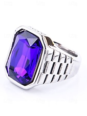 abordables Joyas para hombres-Anillo de titanio para hombre con gema grande de color – disponible en varios colores, diseño elegante para ocasiones informales y formales