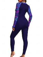 preiswerte One Pieces Rash Guards-Damen Standard Anti UV Shirt Ganzkörper-Rashguard Einteiliger Surfanzug Blumenmuster Tropisch Reißverschluss mit integriertem BH Frontreißverschluss UV-Sonnenschutz vollständige Bedeckung UPF50+