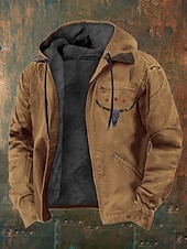 economico Felpa con cappuccio in pile-Per uomo Felpa con cappuccio a zip intera Giacca in Pile Felpa con cappuccio in pile Marrone Grigio scuro Con Cappuccio Mucca Stelle Tasca Dettagli in similpelle Casuale Quotidiano Abbigliamento