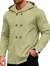 economico Giubbotti e cappotti da uomo-Per uomo Giacca Leggera Giacca Casual Giacca con Cappuccio All'aperto Quotidiano Doppiopetto Primavera Autunno Semplice Streetwear Quotidiano Con Cappuccio Regolare Blu Nero Verde chiaro Rosso Cachi