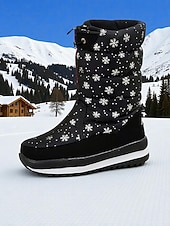 זול מגפי שלג וחורף-מגפי חורף עמידים למים לנשים - מגפי שלג חמים ומונעי החלקה למזג אוויר קר, נעלי חורף אופנתיות לפעילויות חוץ