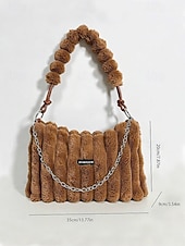 cheap Handbag &amp; Totes-Women's Faux Fur Shoulder Bag, Multi-Color, Versatile Carry Styles, Fashionable Chain Strap, Ideal for Casual &amp; Party Wear