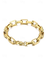 tanie Biżuteria męska-męska bransoletka łańcuszkowa ze stali tytanowej – stylowa, trwała, idealna do noszenia na co dzień i na oficjalne okazje, dostępna w kolorze złotym i srebrnym