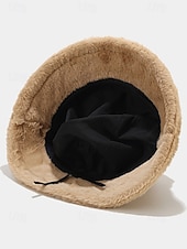 economico Cappelli da donna-Cappello da pescatore natalizio da donna in pelliccia sintetica, morbido e accogliente, disponibile in più colori: regalo perfetto per le feste