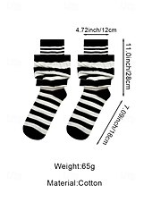 levne Dámské ponožky-Dámské bavlněné dvouvrstvé volné ponožky – stylový pruhovaný design, měkké a pohodlné – ideální pro běžné nošení a pohodlné nošení