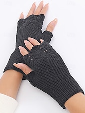 levne Dámské rukavice-Dámské pletené vánoční rukavice – měkký přízový materiál s krajkovým vzorem, dostupné v několika barvách, ideální jako zimní a sváteční dárek
