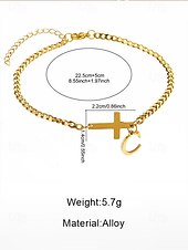 abordables Pulsera de mujer-Tobillera personalizada para mujer en acero inoxidable con dijes de letras del alfabeto, diseño de cruz y letras, ideal como regalo de Navidad. Disponible en 26 letras.