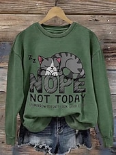 tanie Najlepsze zwierzęta-Damskie Bluza z kapturem Nadruk Graficzny Zwierzę Litera Codzienny Długi rękaw Półgolf Zwykłe topy Codzienny Ulica Na co dzień Niebieski Biały Pomarańczowy Zielony Jesień Zima