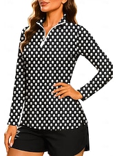 economico Camicia Donna-Per donna Geometrico A Pois A righe Top Maglietta Maglietta sportiva Polo da golf Manica Lunga Pois Righe Stampato UPF50+ Resistente ai Raggi UV Protezione UV Elastico Traspirante Pilates Pallavolo