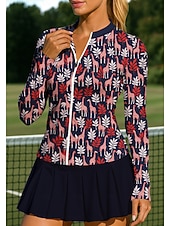 halpa Naisten paita-Naisten Eläin Piirretty Kasvit Kukat Yläosat Pusero Urheilupaita Poolopaita Pitkähihainen Vetoketju Perinteinen Urheilullinen UPF50+ UV-vastustuskykyinen Kouluttaja UV suoja Erittäin elastinen