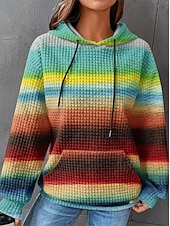 economico Felpe con Cappuccio Testurizzata-Per donna Felpa con cappuccio Coulisse Grafico Tinta a nodi Attivo Vintage Streetwear Manica Lunga Con Cappuccio Top Regolari Casuale Streetwear Abbigliamento Quotidiano Blu Viola Arancione Verde