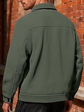 economico Giubbotti Casual-Per uomo Giacca Leggera Giacca Camicia Giacca Casual All'aperto Streetwear Tasca Bottoni Primavera &amp; Autunno Autunno &amp; Inverno Semplice Streetwear Quotidiano Collo ripiegato Regolare Nero Marrone