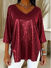  Nouvel An Femmes Chemise Élégant Tenue de soirée Bleu Vin Marron clair Violet Marron Automne Hiver