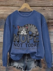 tanie Najlepsze zwierzęta-Damskie Bluza z kapturem Nadruk Graficzny Zwierzę Litera Codzienny Długi rękaw Półgolf Zwykłe topy Codzienny Ulica Na co dzień Niebieski Biały Pomarańczowy Zielony Jesień Zima