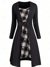 Χαμηλού Κόστους Φορέματα πουλόβερ-Γυναικεία Πουλόβερ Φόρεμα πουλόβερ Καθημερινό Μαλακή Μονόχρωμες Κοτλέ Στρογγυλή Ψηλή Λαιμόκοψη Κουρελού Πλεκτό Στάμπα Μακρυμάνικο Μακριές μπλούζες Πλέκω ΕΞΩΤΕΡΙΚΟΥ ΧΩΡΟΥ Καθημερινά Σαββατοκύριακο