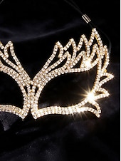 abordables Accesorios de Máscara-Máscara de antifaz de cristal con diamantes de imitación para mujer: una lujosa máscara brillante con diseño de alas, ideal para bailes de máscaras, graduaciones o fiestas de disfraces.