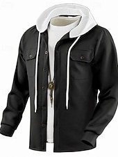 abordables Vestes Décontractées-Homme Veste Légère Veste Décontractée Veste à Capuche Extérieur Occasionnel Avec Poches Automne Hiver Bloc de Couleur Streetwear Quotidien À capuche Régulier Noir Blanche bleu marine Kaki Grise Veste