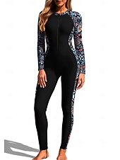 voordelige One Pieces Rash Guards-Dames Medium Uitslagbescherming Rashguard voor het hele lichaam Eendelig surfpak UV-zonbescherming Beugel UPF50+ Lange mouw Volledige behuizing Zwemkleding Romper Zwempak Rits omhoog met ingebouwde