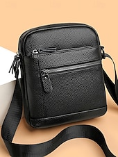 economico Borselli da uomo-borsa a tracolla da uomo in vera pelle – borsa a tracolla nera e marrone con più tasche con cerniera, elegante e resistente per il lavoro e le uscite informali