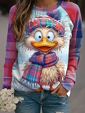 levne Zvířata vrcholy-Dámské Pullover Grafika Zvíře Na běžné nošení Dlouhý rukáv Tričkový Běžné topy Ležérní Rubínově červená Podzim Zima