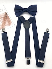 billiga Bröllop ACC-Herrset med hängslen och fluga i polyester, flera färger, perfekt för jul och formella evenemang