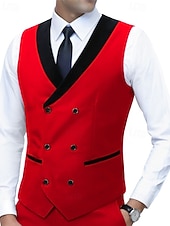 Χαμηλού Κόστους Ανδρικό γιλέκο-Ανδρικά Veste Γιλέκο Gilet Επιχείρηση Διακοπές Πάρτι Μοντέρνα Καθημερινό Άνοιξη Φθινόπωρο Τσέπη Κουμπιά Πολυεστέρας Άνετο Σκέτο Σταυρωτό Λαιμόκοψη V Κανονικό Θαλασσί Μαύρο Λευκό Ρουμπίνι Γιλέκο