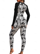 economico Rash Guards Interi-Per donna Standard Top sottomuta Rash Guard completo per il corpo Costume da surf intero Floreale Tropicale Con zip con reggiseno incorporato Cerniera Frontale Protezione Solare UV Coppa larga UPF50+