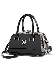 economico Borsette e borse tote-elegante borsa da sera da donna in pelle verniciata, decorata con cristalli, disponibile in rosso e blu navy, perfetta per feste formali e celebrazioni festive