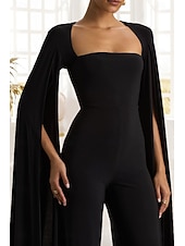 preiswerte Overalls für Mütter-Overalls Bodenlang Wickelkleid Brautmutterkleid Ärmellos Trägerlos Elegant Einfach Formell Hochzeitsgast Formeller Abend Stretchstoff mit Blume Einfarbig