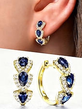 economico Anelli da donna-orecchini da donna in lega di zirconi - elegante design a forma di lacrima con pietre multicolori, perfetti come regali di Natale e San Valentino