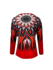 levne Tričko s pruhy a geometrickým vzorem-Dámské Tričko Vystřižený Tisk Grafika Geometrický Abstraktní Vinobraní stylové Klasické Dlouhý rukáv Do V Běžné topy Denní Vodní modrá Rubínově červená Jaro Podzim Zima