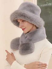 abordables Sombreros de mujer-Conjunto de gorro y bufanda de piel sintética para mujer – disponible en varios colores, suave y acogedor para el invierno, perfecto para la moda de clima frío.