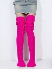 cheap Women's Socks-Women's Acrylic Knit Over-the-Knee Socks - Soft, Warm, Perfect for Christmas, Available in Multiple Sizes