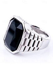 abordables Joyas para hombres-Anillo de titanio para hombre con gema grande de color – disponible en varios colores, diseño elegante para ocasiones informales y formales